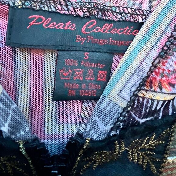 Pings Imports Pleats Collection Multicolor Sheer Y2K Zip Up Hooded Shirt Size S - Picture 2 of 11
